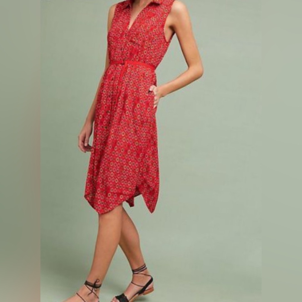 MAUVE BY ANTHROPOLOGIE FLORAL MIDI DRESS
